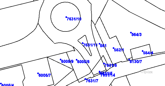 Parcela st. 7631/11 v KÚ Prostějov, Katastrální mapa