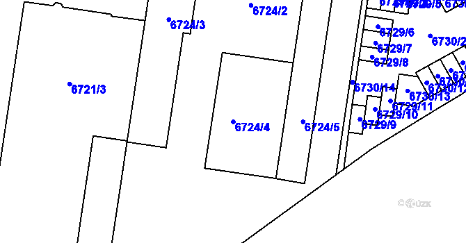 Parcela st. 6724/4 v KÚ Prostějov, Katastrální mapa