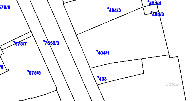 Parcela st. 404/1 v KÚ Prostějov, Katastrální mapa