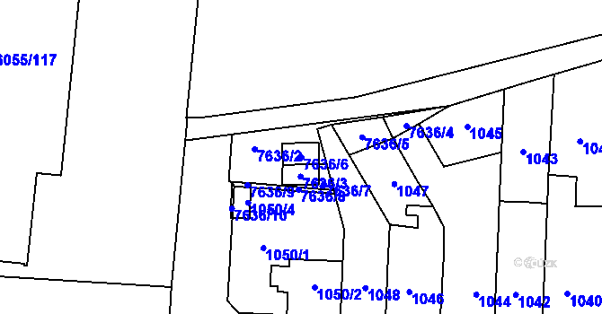 Parcela st. 7636/6 v KÚ Prostějov, Katastrální mapa
