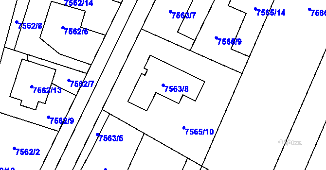 Parcela st. 7563/8 v KÚ Prostějov, Katastrální mapa