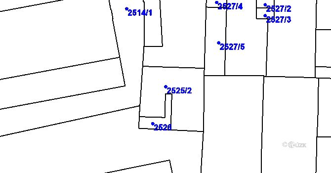 Parcela st. 2525/2 v KÚ Prostějov, Katastrální mapa