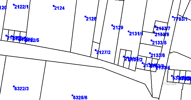 Parcela st. 2127/2 v KÚ Prostějov, Katastrální mapa