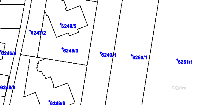 Parcela st. 6249/1 v KÚ Prostějov, Katastrální mapa