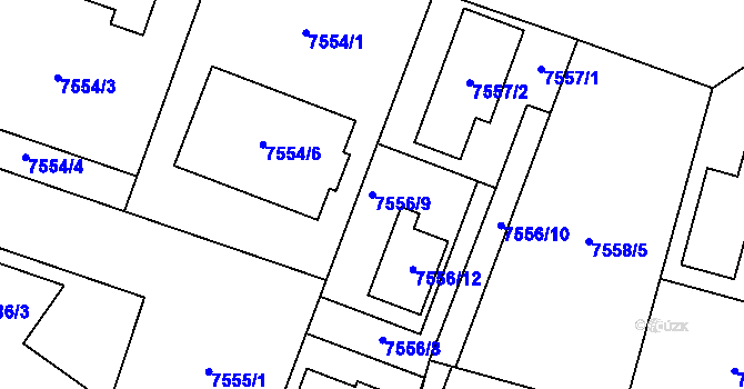 Parcela st. 7556/9 v KÚ Prostějov, Katastrální mapa