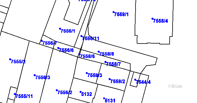 Parcela st. 7558/8 v KÚ Prostějov, Katastrální mapa