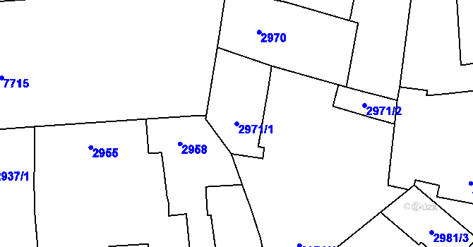 Parcela st. 2971/1 v KÚ Prostějov, Katastrální mapa