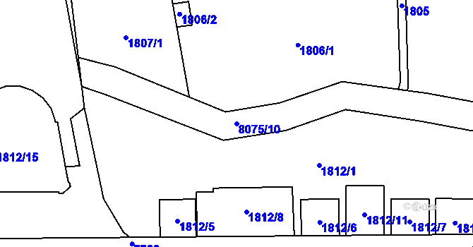 Parcela st. 8075/10 v KÚ Prostějov, Katastrální mapa