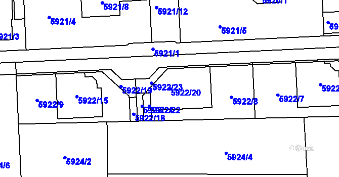 Parcela st. 5922/20 v KÚ Prostějov, Katastrální mapa