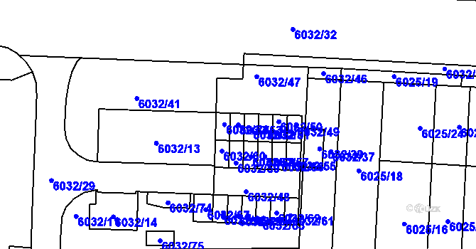 Parcela st. 6032/53 v KÚ Prostějov, Katastrální mapa