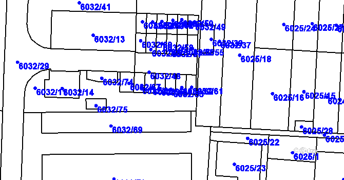 Parcela st. 6032/63 v KÚ Prostějov, Katastrální mapa