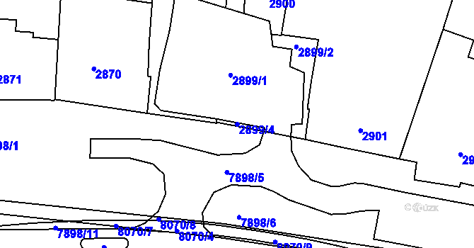 Parcela st. 2899/4 v KÚ Prostějov, Katastrální mapa