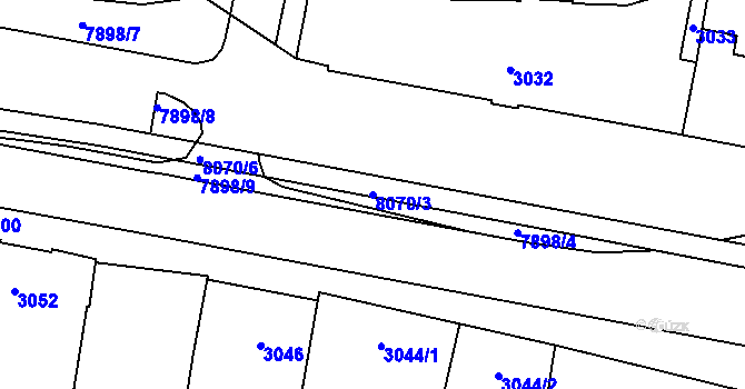 Parcela st. 8070/3 v KÚ Prostějov, Katastrální mapa