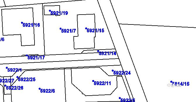 Parcela st. 5921/14 v KÚ Prostějov, Katastrální mapa