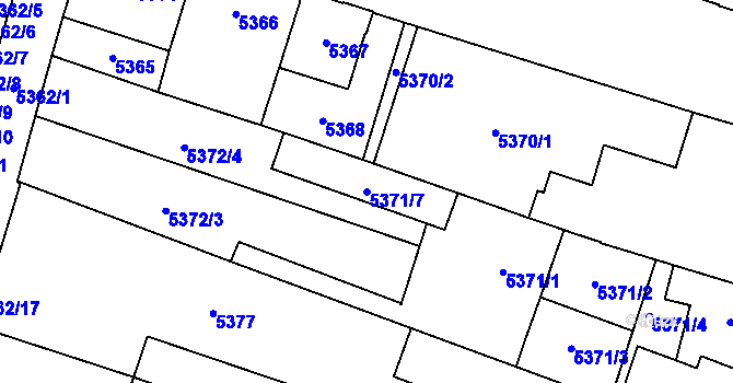 Parcela st. 5371/7 v KÚ Prostějov, Katastrální mapa