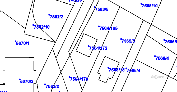 Parcela st. 7564/172 v KÚ Prostějov, Katastrální mapa