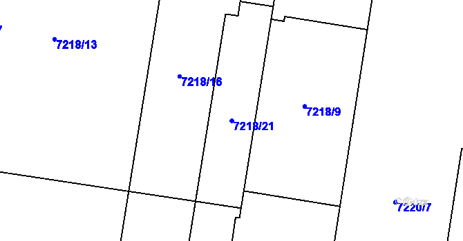 Parcela st. 7218/21 v KÚ Prostějov, Katastrální mapa