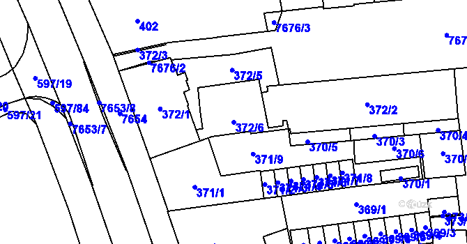Parcela st. 372/6 v KÚ Prostějov, Katastrální mapa