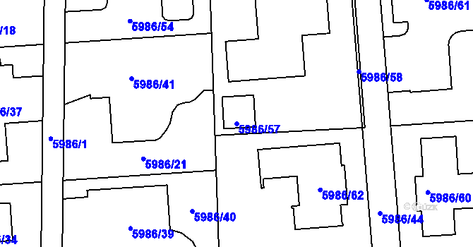 Parcela st. 5986/57 v KÚ Prostějov, Katastrální mapa