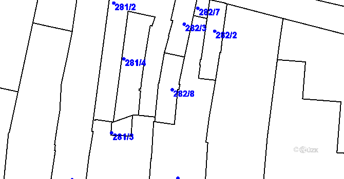 Parcela st. 282/8 v KÚ Prostějov, Katastrální mapa