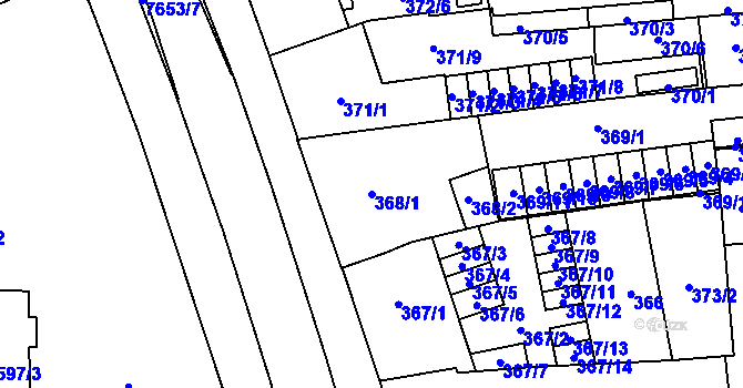 Parcela st. 368/1 v KÚ Prostějov, Katastrální mapa