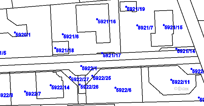 Parcela st. 5921/17 v KÚ Prostějov, Katastrální mapa