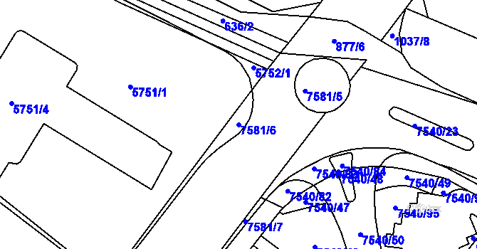 Parcela st. 7581/6 v KÚ Prostějov, Katastrální mapa