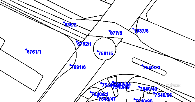 Parcela st. 7581/5 v KÚ Prostějov, Katastrální mapa