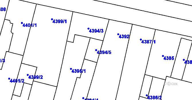 Parcela st. 4394/5 v KÚ Prostějov, Katastrální mapa