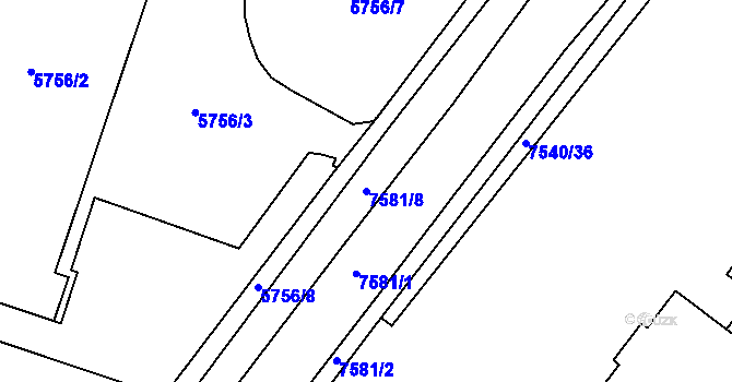 Parcela st. 7581/8 v KÚ Prostějov, Katastrální mapa