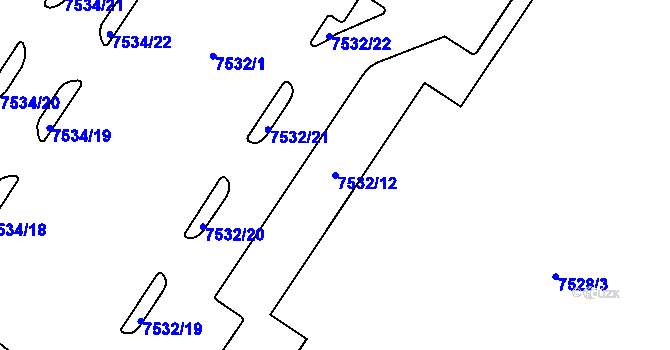 Parcela st. 7532/12 v KÚ Prostějov, Katastrální mapa