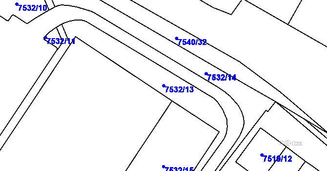 Parcela st. 7532/13 v KÚ Prostějov, Katastrální mapa