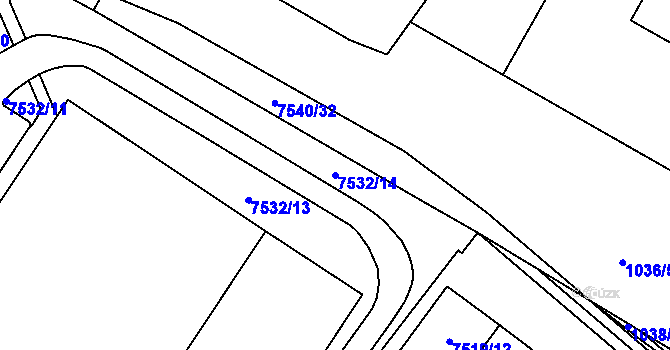 Parcela st. 7532/14 v KÚ Prostějov, Katastrální mapa