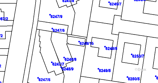 Parcela st. 6248/15 v KÚ Prostějov, Katastrální mapa