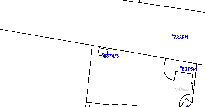 Parcela st. 6374/3 v KÚ Prostějov, Katastrální mapa