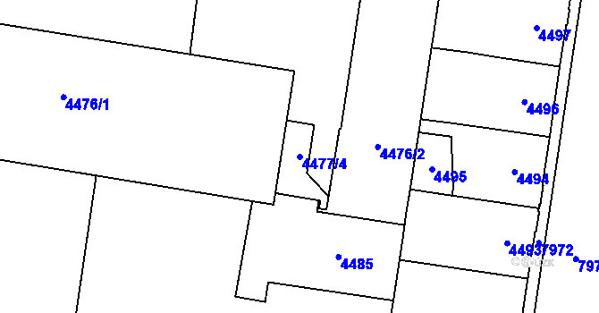 Parcela st. 4477/4 v KÚ Prostějov, Katastrální mapa