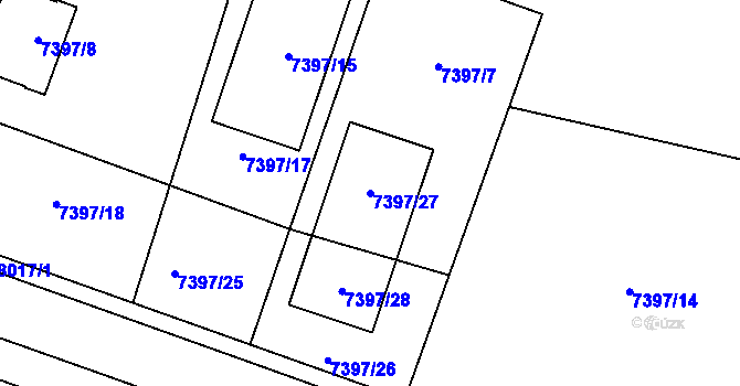 Parcela st. 7397/27 v KÚ Prostějov, Katastrální mapa