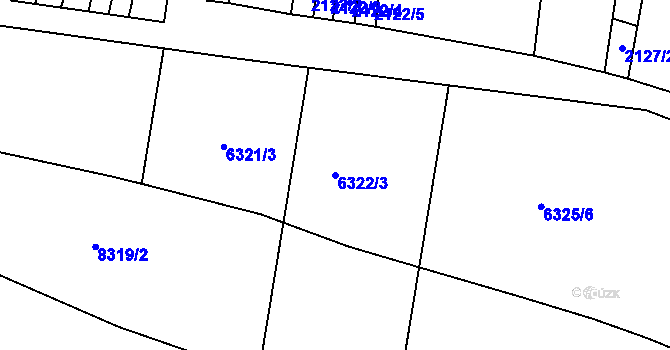 Parcela st. 6322/3 v KÚ Prostějov, Katastrální mapa