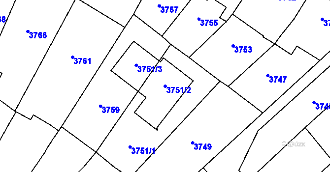 Parcela st. 3751/2 v KÚ Prostějov, Katastrální mapa
