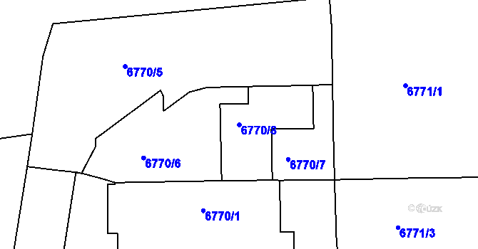 Parcela st. 6770/8 v KÚ Prostějov, Katastrální mapa