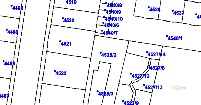 Parcela st. 4525/2 v KÚ Prostějov, Katastrální mapa