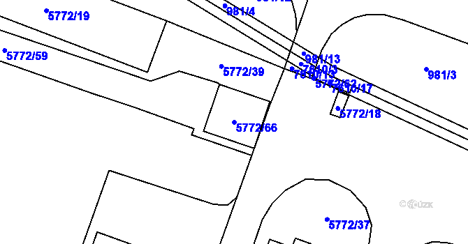 Parcela st. 5772/66 v KÚ Prostějov, Katastrální mapa