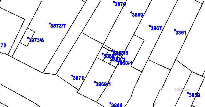 Parcela st. 3868/2 v KÚ Prostějov, Katastrální mapa