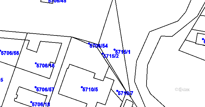 Parcela st. 5715/2 v KÚ Prostějov, Katastrální mapa