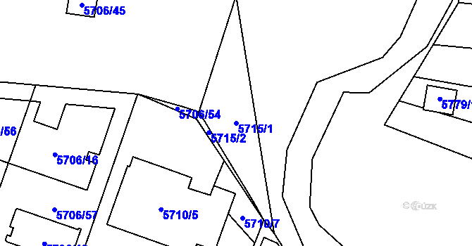 Parcela st. 5715/1 v KÚ Prostějov, Katastrální mapa