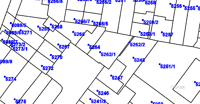 Parcela st. 5262/1 v KÚ Prostějov, Katastrální mapa