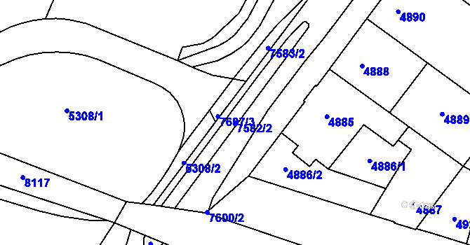 Parcela st. 7582/2 v KÚ Prostějov, Katastrální mapa