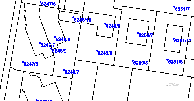 Parcela st. 6249/5 v KÚ Prostějov, Katastrální mapa