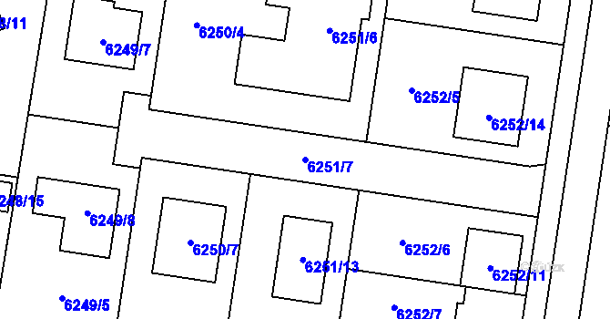 Parcela st. 6251/7 v KÚ Prostějov, Katastrální mapa