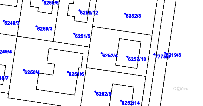 Parcela st. 6252/4 v KÚ Prostějov, Katastrální mapa
